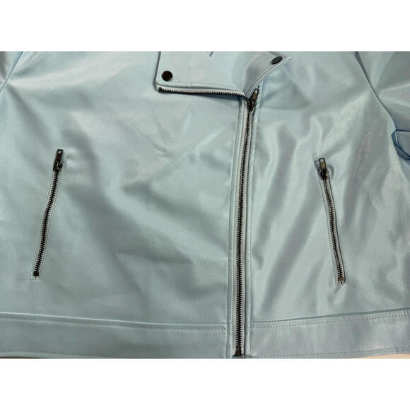 Azalea Wang Women's Light Blue Moto Jacket Size 2X - Picture 6 of 13